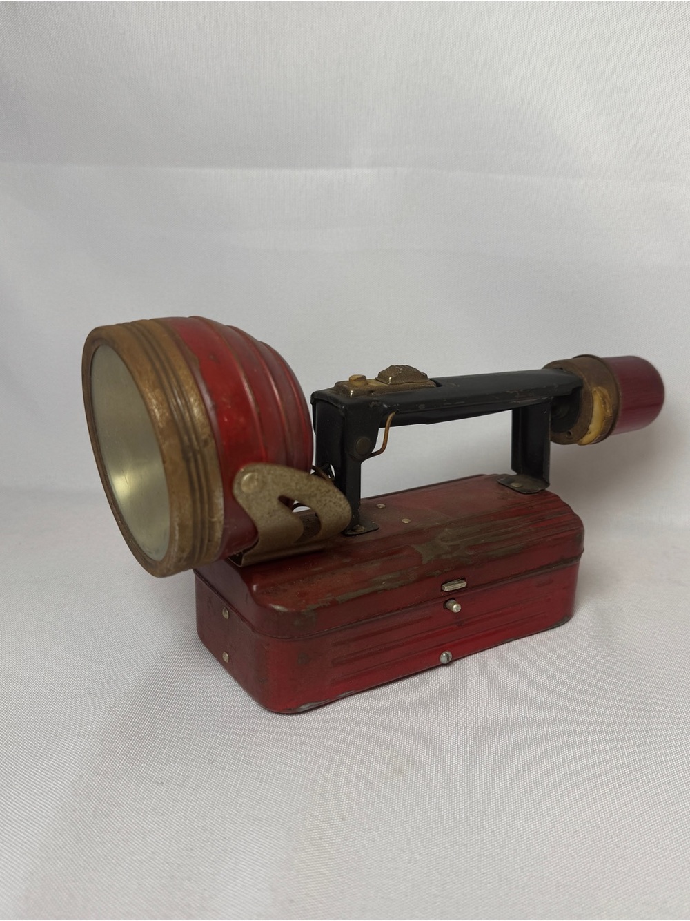 Vintage Red Metal Flashlight Flashing Red Made in British Hong Kong Untested